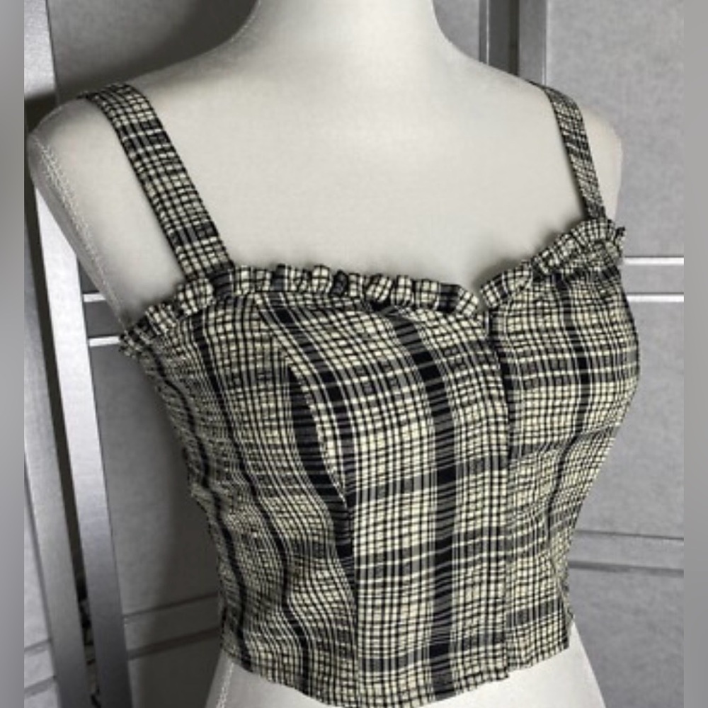Liberty Love Plaid Women Bustier Style Crop Top Size L